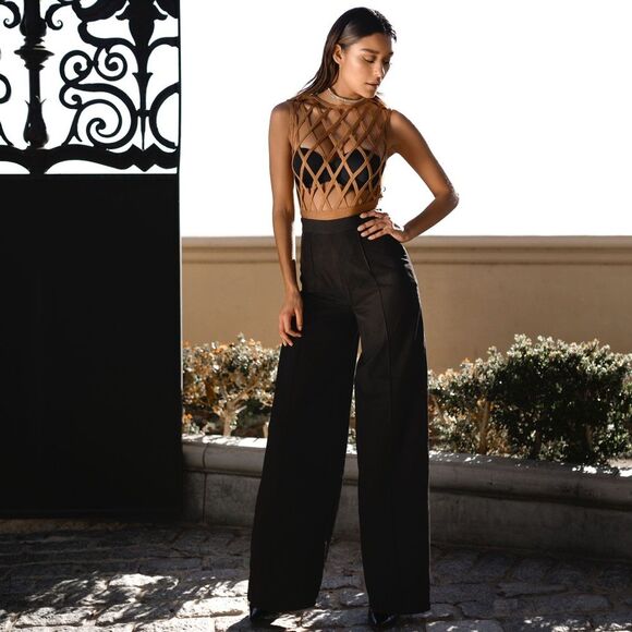 NWOT House of CB Phoebe Black Wide-Leg Trousers in XS - Picture 1 of 9